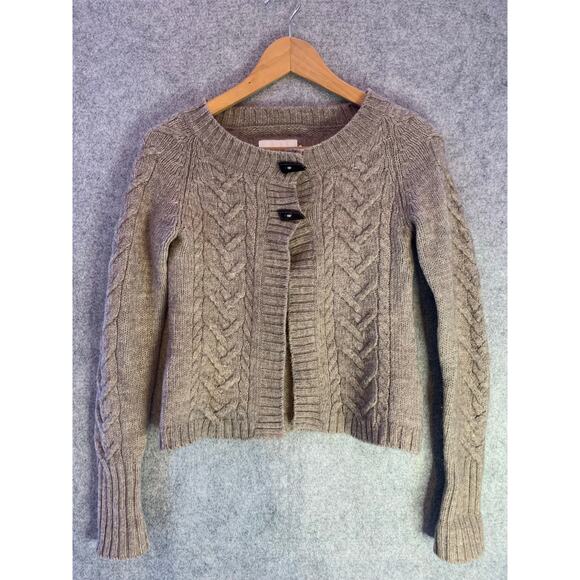 H&M LOGG Tan Two Button Cardigan, Wool and Alpaca Cable Knit, Women’s Size Small - Picture 1 of 9